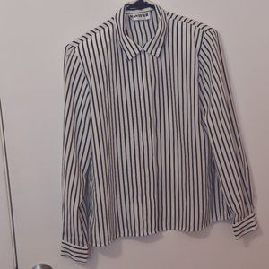 Joan Leslie blouse, white and black, size 6 petite